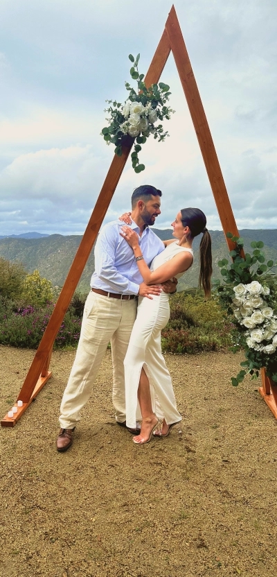 Newly-wed couple getting married at Full Circle Farms